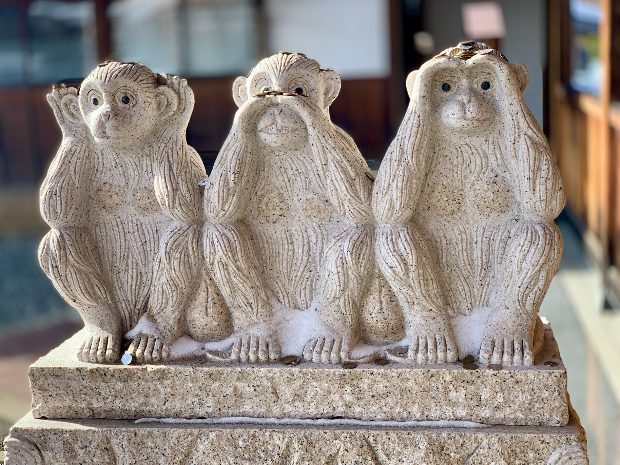 Opposite of hear no, see no, speak no evil at Kokuya shrine 